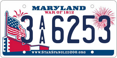 MD license plate 3AA6253