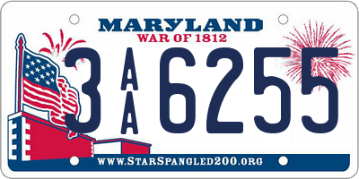 MD license plate 3AA6255