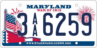 MD license plate 3AA6259