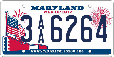 MD license plate 3AA6264