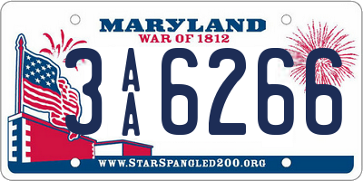 MD license plate 3AA6266