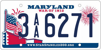 MD license plate 3AA6271