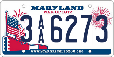 MD license plate 3AA6273