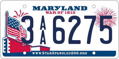 MD license plate 3AA6275