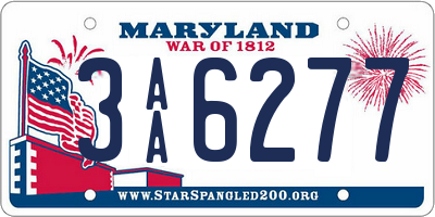 MD license plate 3AA6277