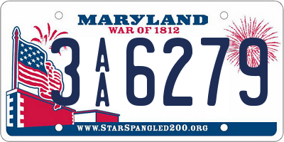 MD license plate 3AA6279