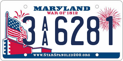 MD license plate 3AA6281