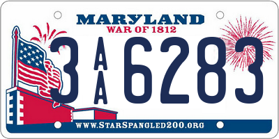 MD license plate 3AA6283