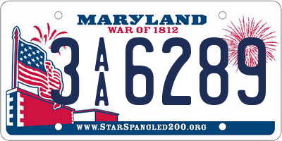 MD license plate 3AA6289