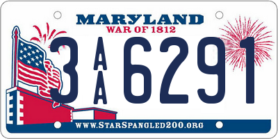 MD license plate 3AA6291