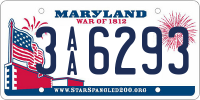 MD license plate 3AA6293