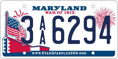 MD license plate 3AA6294