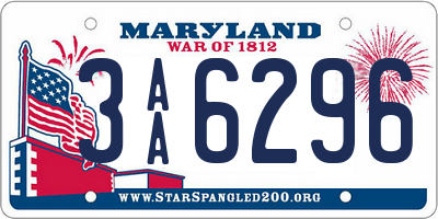 MD license plate 3AA6296