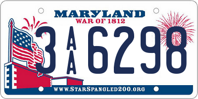 MD license plate 3AA6298