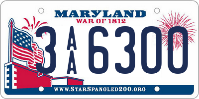 MD license plate 3AA6300