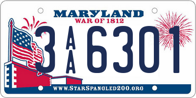 MD license plate 3AA6301