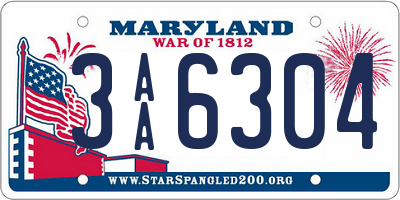 MD license plate 3AA6304