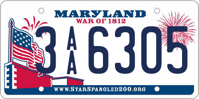 MD license plate 3AA6305