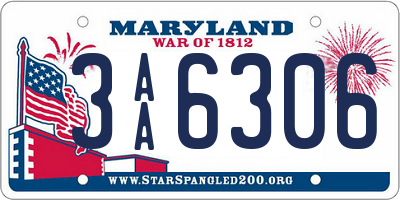 MD license plate 3AA6306