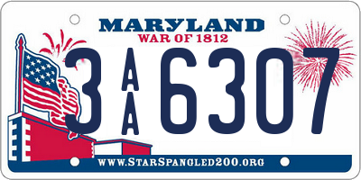 MD license plate 3AA6307