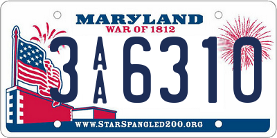 MD license plate 3AA6310