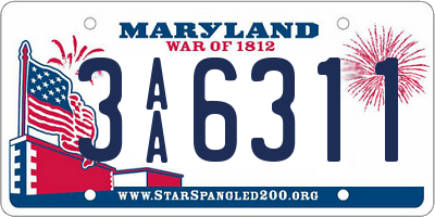 MD license plate 3AA6311