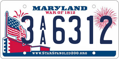 MD license plate 3AA6312