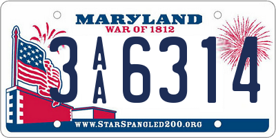 MD license plate 3AA6314