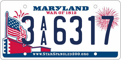 MD license plate 3AA6317