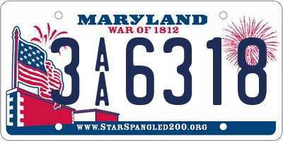 MD license plate 3AA6318