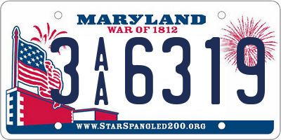 MD license plate 3AA6319