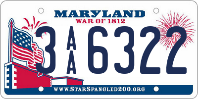 MD license plate 3AA6322