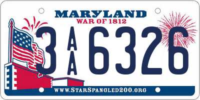 MD license plate 3AA6326