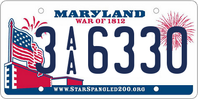 MD license plate 3AA6330