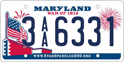 MD license plate 3AA6331