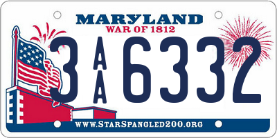 MD license plate 3AA6332