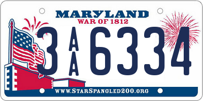 MD license plate 3AA6334