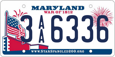 MD license plate 3AA6336