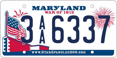 MD license plate 3AA6337