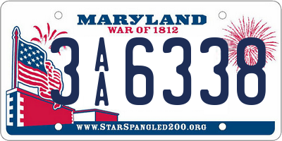 MD license plate 3AA6338