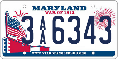 MD license plate 3AA6343