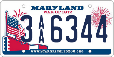 MD license plate 3AA6344