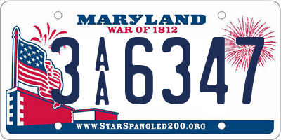 MD license plate 3AA6347