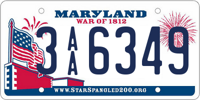 MD license plate 3AA6349