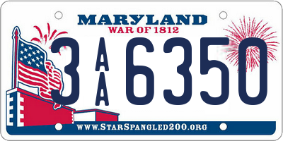MD license plate 3AA6350