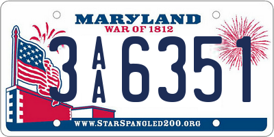 MD license plate 3AA6351