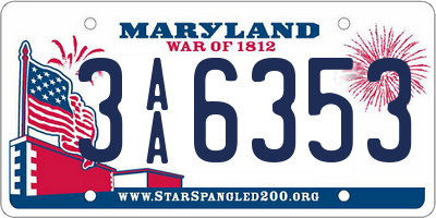 MD license plate 3AA6353