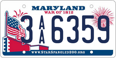 MD license plate 3AA6359