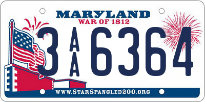 MD license plate 3AA6364