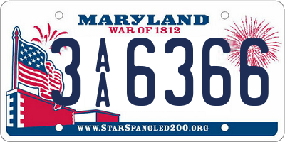 MD license plate 3AA6366